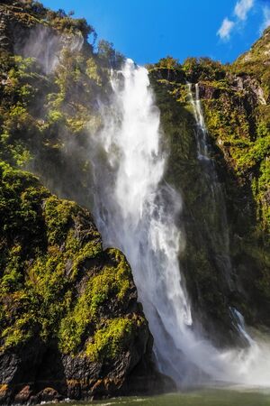 Incredible Stirling Falls , Milford Sound, Fiordland, South Island, New Zealandの写真素材