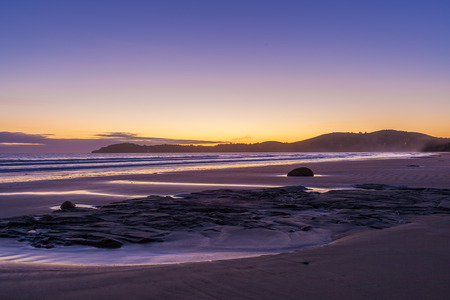Koekohe beach in low tide at sunrise,  Otago, South Island, New Zealandの写真素材