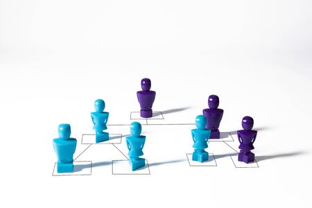 Concept depicting organizational hierarchy corporate chart, isolated on white background with copy spaceの写真素材