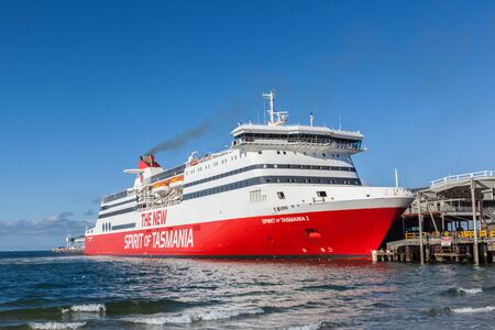 Melbourne, Australia - Feb 21 2016:  The New Spirit of Tasmania ship berthed at Port Melbourneのeditorial素材