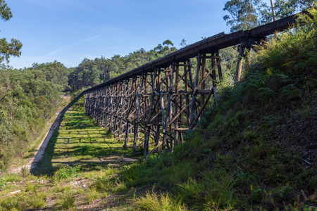 The Stony Creek Vintage Trestle Bridge. Old railroad bridge, Victoria, Australiaの写真素材