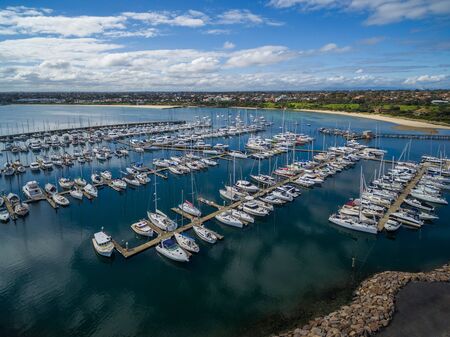 Boats moored at Sandringham Marina. Melbourne, Victoria, Australiaのeditorial素材