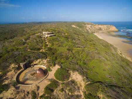 Aerial view of Fort Pierce structure. Point Nepean National Park, Melbourne, Victoria, Australiaの写真素材