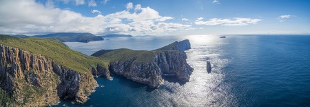 Cape Hauy and Tasman Sea aerial panorama. Tasman National Park, Tasmania, Australiaの写真素材