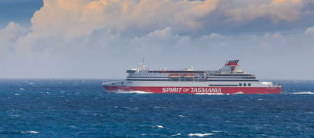 Bass Strait, Australia - October 1, 2016: Spirit of Tasmania cruise ferry crossing Bass Straitのeditorial素材