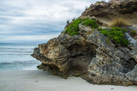 Beautiful eroded rock at Pennington Bay, Kangaroo Island, South Australia.の写真素材
