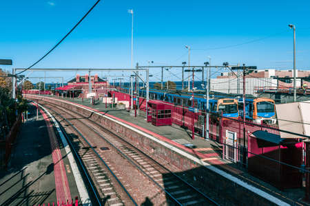 Melbourne, Australia - July 29, 2017: Brighton Beach train station on bright sunny day.のeditorial素材