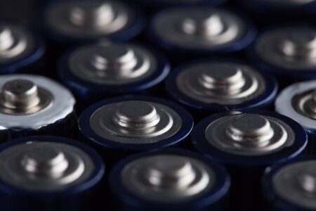 Closeup of used AA batteriesの写真素材