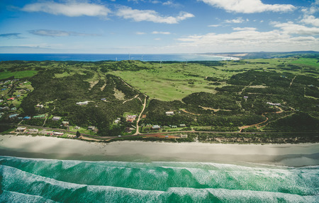 Aerial panorama of Cape Bridgewater settlement in Victoria, Australiaの写真素材