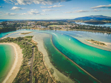 Aerial view of shallow ocean water. Narooma, NSW, Australiaの写真素材