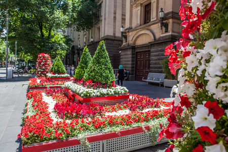Melbourne, Australia - December 16, 2017: Beautiful  flower bed near Melbourne Town hall on Collins streetのeditorial素材