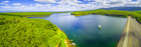 Aerial panorama of Silvan Reservoir in Melbourne, Victoria, Australiaの写真素材