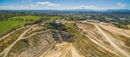 Decommissioned limestone mine in Melbourne, Australia - wide aerial panoramaの写真素材