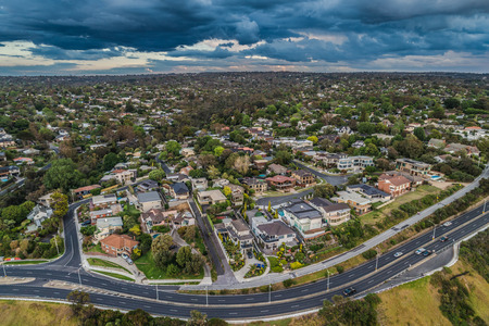 Aerial view of Frankston South and Nepean Highwayの写真素材