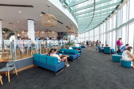 Gold Coast, Australia - January 6, 2019: People enjoying cafe and viewing platform at Skypoint observation deskのeditorial素材