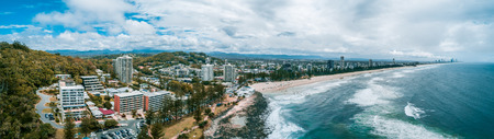 Aerial panorama of Burleigh Heads ocean coastline. Gold Coast, Queensland, Australiaの写真素材