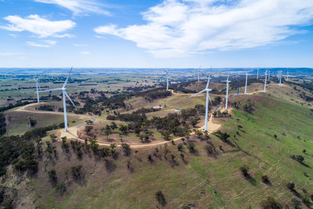 Wind farm in countryside - aerial viewの写真素材