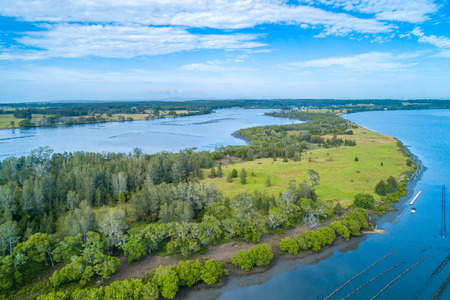 Aerial view of countryside and rivers in Australia