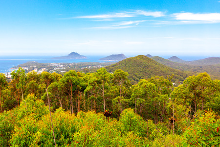 Magnificent view from the Gan Gan lookout. Nelson Bay, New South Wales, Australia.の写真素材