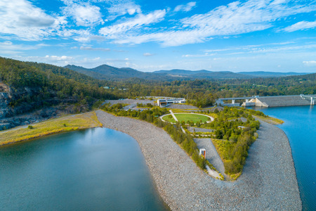 Aerial view of View Cafe at Hinze Dam. Advancetown, Queensland, Australiaの写真素材