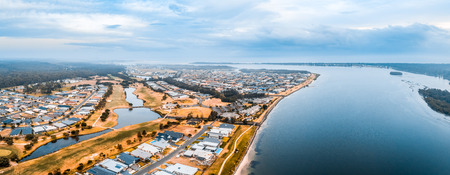 Harrington township and Manning river - aerial panoramaの写真素材
