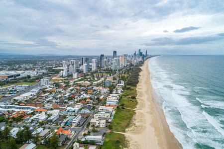 Ocean coastline at Mermaid Beach in Gold Coast, Australiaの写真素材