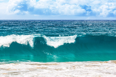 Crushing wave near seashore - minimalist cloudy seascapeの写真素材