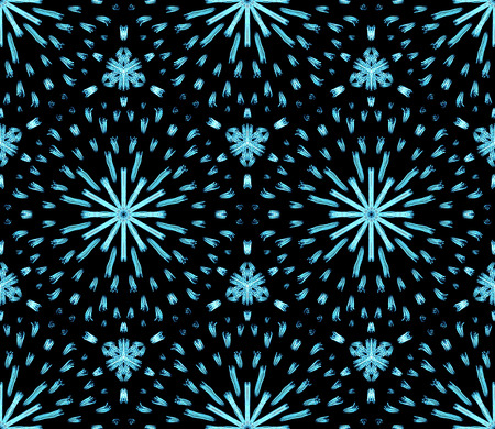 Frosty winter snowflakes - hand drawn seamless patternの写真素材