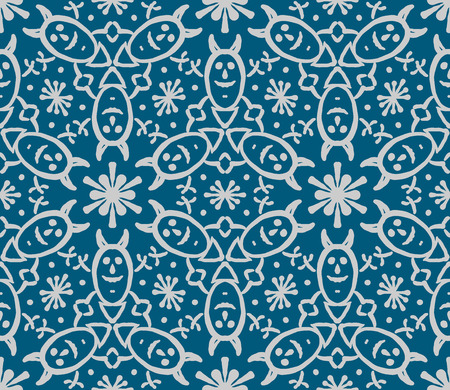Little devil - stylized hand drawn seamless patternの写真素材