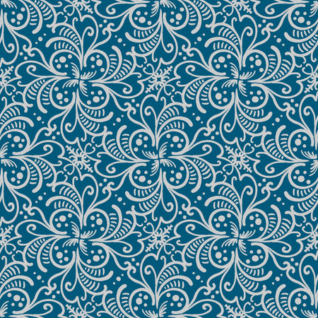 Abstract stylized flowers with leafs hand drawn seamless patternの写真素材