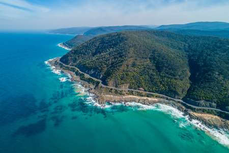 Aerial view of the beautiful Great Ocean Roadの写真素材
