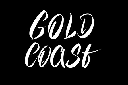 Hand lettering of Gold Coast phrase in black and whiteの写真素材