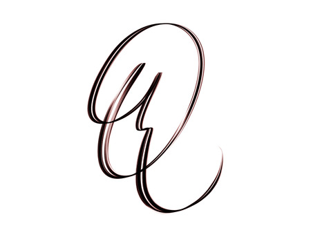 Capital script letter Q - hand lettering isolated on white backgroundの写真素材