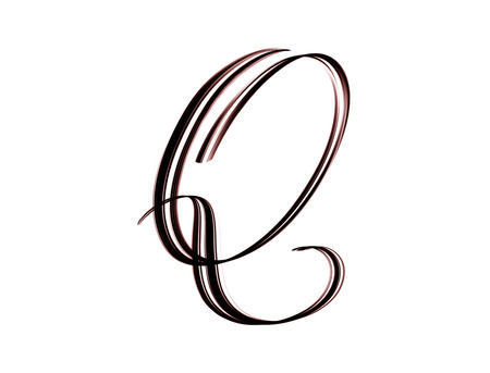 Capital script letter Q - brush hand lettering isolated on white backgroundの写真素材