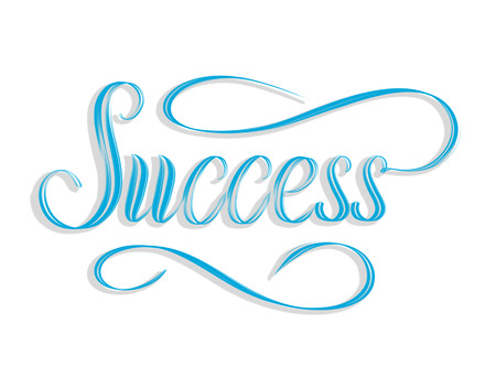 The word Success hand lettered with shadow on white backgroundの写真素材