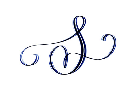 Capital letter S - copperplate style hand lettering isolated on white backgroundの写真素材