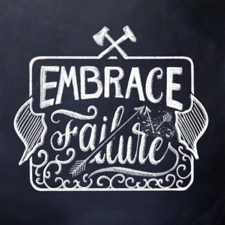 Embrace Failure - motivational hand lettering design with chalk on blackboardの写真素材