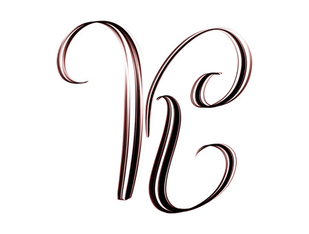 Script letter K hand lettering isolated on white backgroundの写真素材