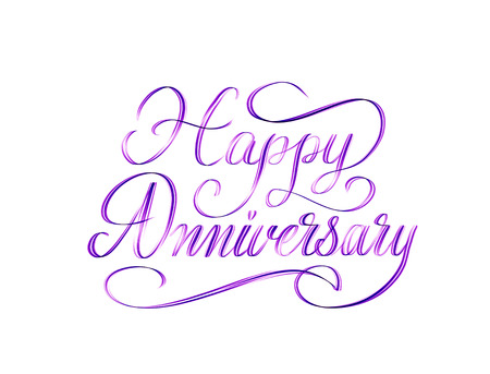 Happy Anniversary - beautiful script hand lettering composition design for postcards or greeting cards printsの写真素材