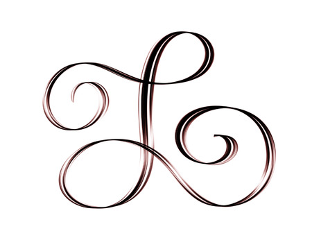 Capital L - elegant brush lettering isolated on white backgroundの写真素材