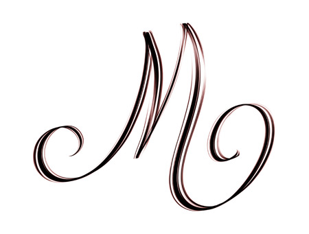 Skewed capital M - hand lettering isolated on white backgroundの写真素材