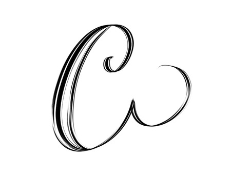 Stylish script letter C isolated on whiteの写真素材