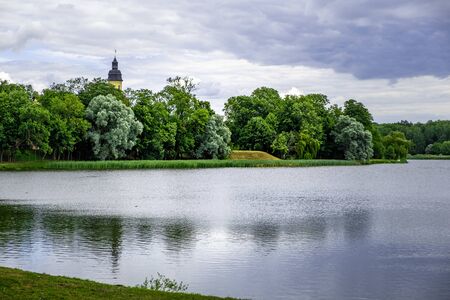 Lake of the Nesvizh Radziwill Castle in Belarusの写真素材