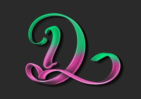 Capital letter D 3d hand lettering on dark backgroundの写真素材