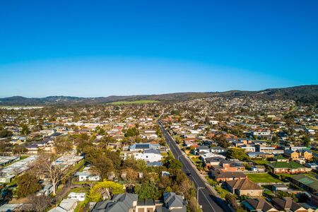 Residential area of Dromana on Mornington Peninsula, Australia - aerial view