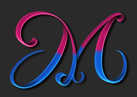 Capital letter M elegant lettering 3d illustrationの写真素材