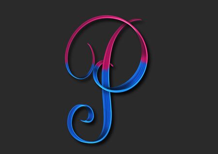 Capital letter P elegant lettering 3d illustrationの写真素材