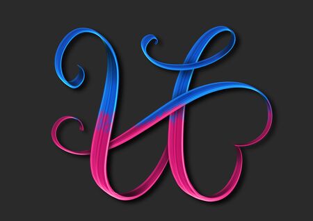 Capital letter U elegant lettering 3d illustrationの写真素材