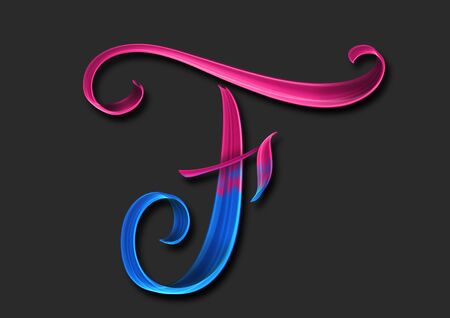 Capital letter F elegant lettering 3d illustrationの写真素材