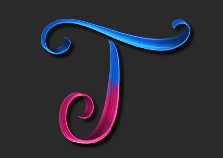 Capital letter T elegant lettering 3d illustrationの写真素材